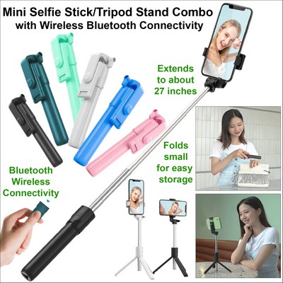 Mini Selfie Stick Bluetooth - Wireless, with a Tripod Stand in the handle No Extra Tariff