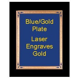 Black 6-1/4" x 8-1/4" Free Standing Plaque - With 5" x 7" Blue/Gold Teardrop Plate