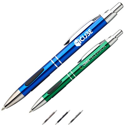 Engraved Metal Pens w/ Silver accents & Ballpoint Tip Pen