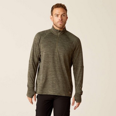 Ariat® Men's Beetle Gray Rebar® Gridwork™ ¼ Zip Baselayer Long Sleeve Shirt