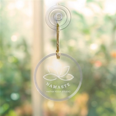 Engraved Corporate Logo Round Glass Ornament