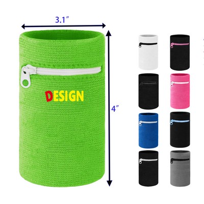 Wrist Wallet Wristband with Zipper