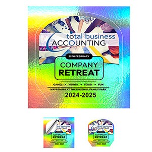 "CUSTOMCUT™" 9.1 sq inch to 16 sq. inch Full Color Custom Shape Removable Vinyl Stickers in Singles