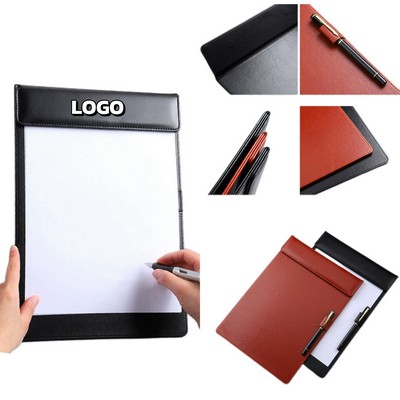 PU Leather Magnetic Clip Writing Clipboards