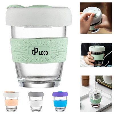 12 Oz Glass Travel Mugs With Silicone Lid