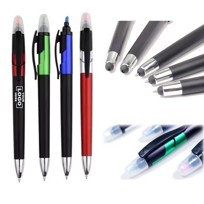 Triple-Function Touchscreen Fluorescent Ballpoint Pen