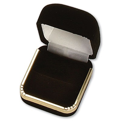 Arthur Velour Metal Ring Box w/Gold Trim