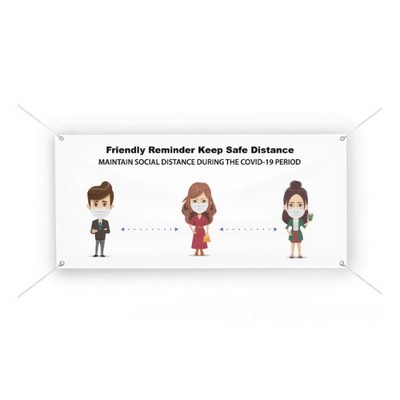 Vinyl Banner Rectangular COVID-19 Signs - Keep Safe Distance - 96"W x 60"H Double Side Print
