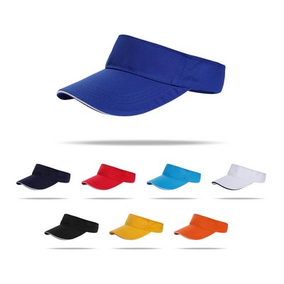 Stock Solid Color Poly Cotton Visor, Velcro Back Fastener