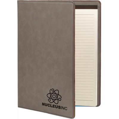 9 1/2" x 12" Gray Leatherette Portfolio with Notepad