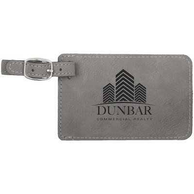 4.25" x 2.75" Gray Leatherette Luggage Tag