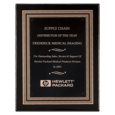 Black Piano Finish Plaque w/Black/Gold Embossed Back Plate