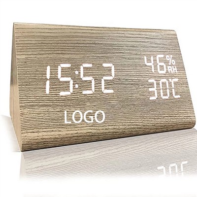 Triangle Wood Alarm Clock W/ Humidity Display