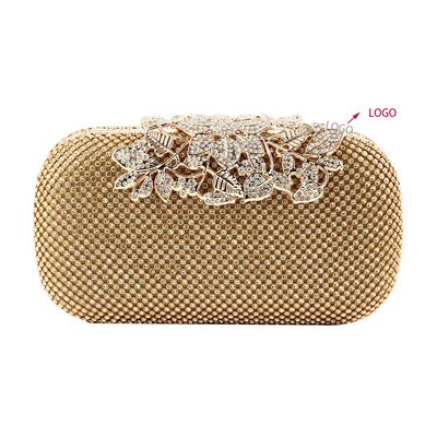 Starry-Sparkle Leaf-Adorned Evening Clutch Bag
