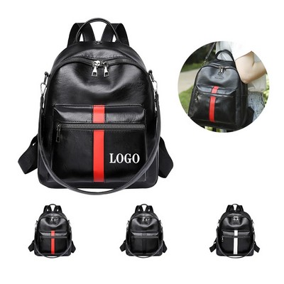 Versatile PU Leather Commuter Backpack