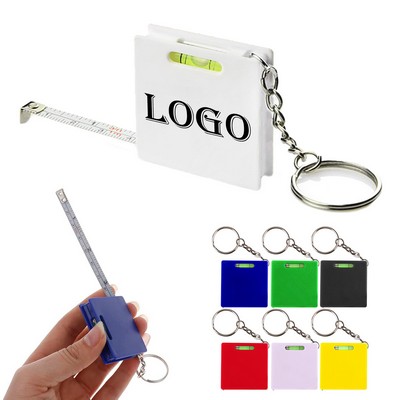 Square Mini Measuring Tape Keychain With Level