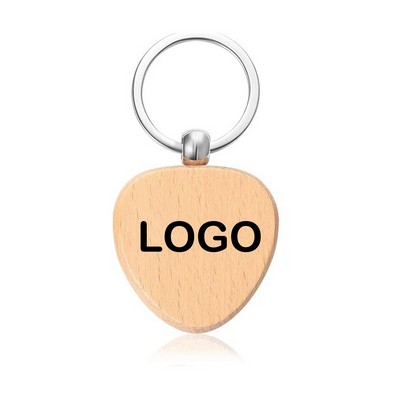 Heart Shape Wooden Keychain