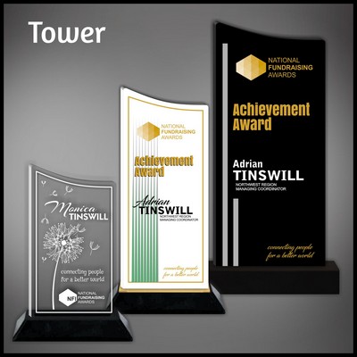 13" Tower Clear Budget Acrylic Award on a Black Base