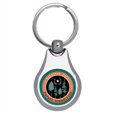 Silver Pear Sublimatable Keychain with White Insert