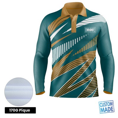 Sublimation Long Sleeve Polo - Pique - Men, Women, Kids