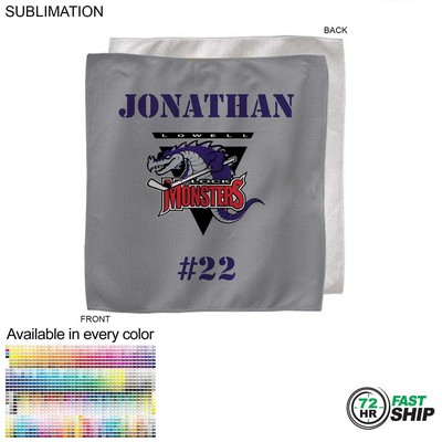 72 Hr Fast Ship - Team Towel in Microfiber Dri-Lite Terry, 15x15, Sublimated sweat towel