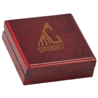 3 3/4" x 3 3/4" Rosewood Finish Medal Box