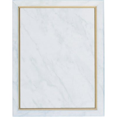 8" x 10" White Marble Finish Plaque with Gold Cove Edge