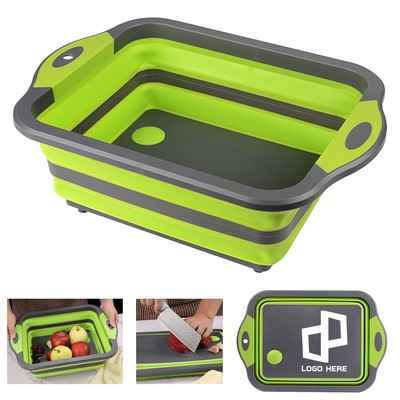 2 In 1 Storage Basket Collapsible Cutting Board