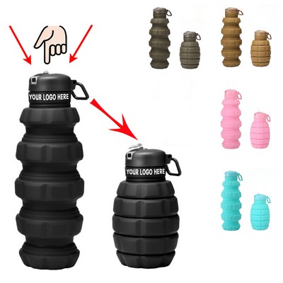 20 Oz. Grenade-Shaped Collapsible Silicone Water Bottle
