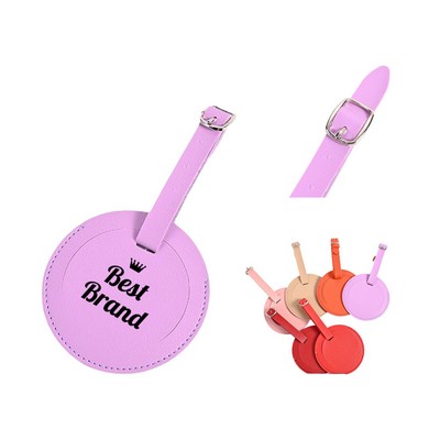 Round PU Leather Luggage Tag