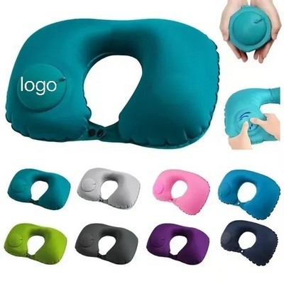 Portable U-Shaped Push Inflatable Travel Neck Pillows