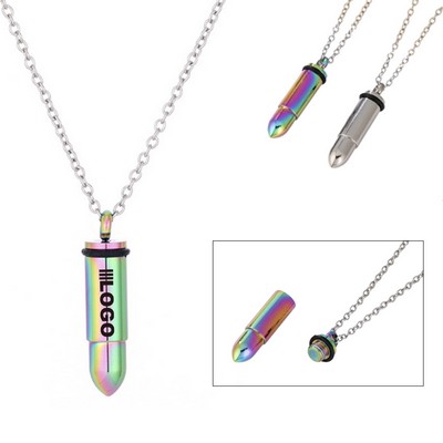 Stainless Steel Bullet Pendant Necklace