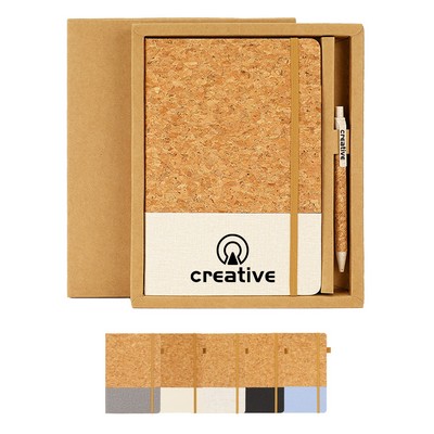 Cork Lined Journal Notebook Set W/Pen