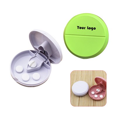 Round Portable Pill Case With Cut