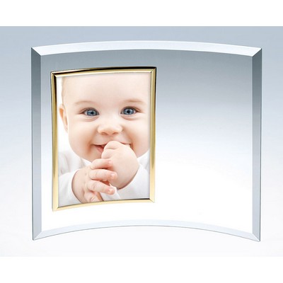 Curved Glass/Gold Vertical Picture Frame, 7"Wx5"H (Photo 2"Wx3"H)