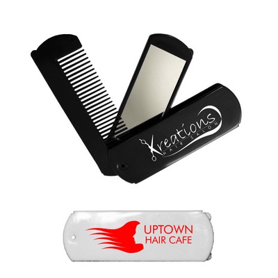 Union Printed Folding Travel Mirror & Comb Set