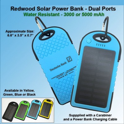 Redwood Solar Power Bank 3000 mAh - Blue No Extra Tariff