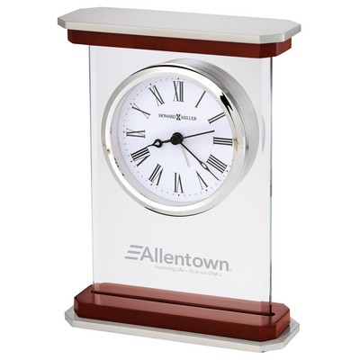 Mayfield glass, wood and metal tabletop clock