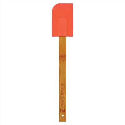11 3/4" Red Silicone Spatula with Bamboo Handle