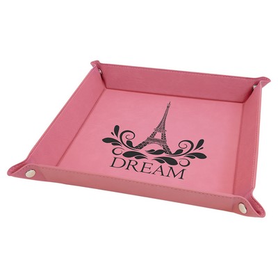 9" x 9" Snap Up Tray, Pink Laserable Leatherette