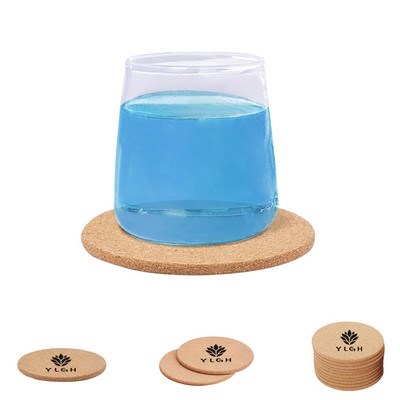 Flat Round Cork Wooden Coaster