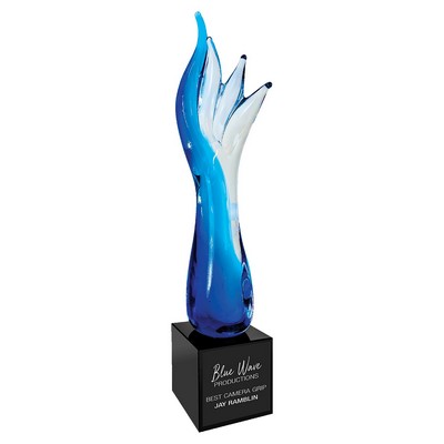17" Blue Aspire Art Glass