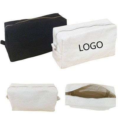 8" Custom Square Canvas Makeup Bag Travel Toiletry Pouch