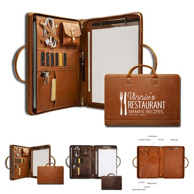 Genuine Leather Briefcase with Portfolio
