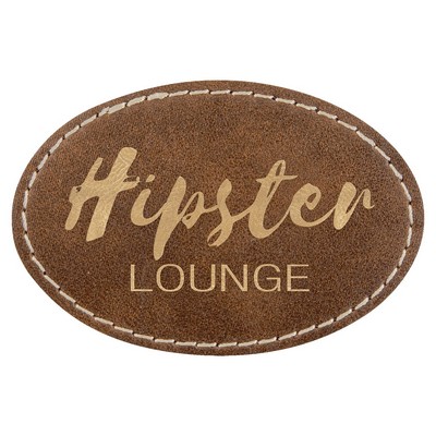 3" x 2" Oval Rustic/Gold Leatherette Patch with Adhesive