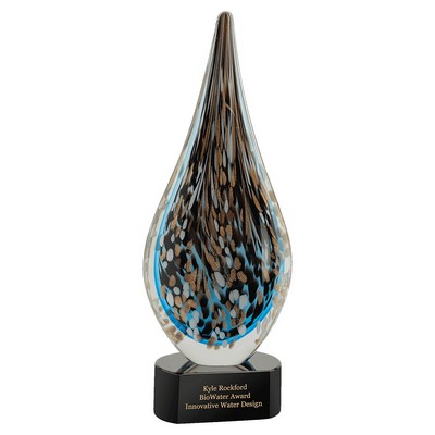 15.5" Multi-Color Hollow Raindrop Art Glass