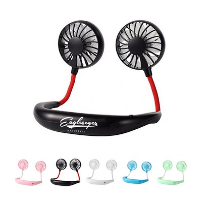 Hands-Free Rechargeable Neckband Fan with LED Light