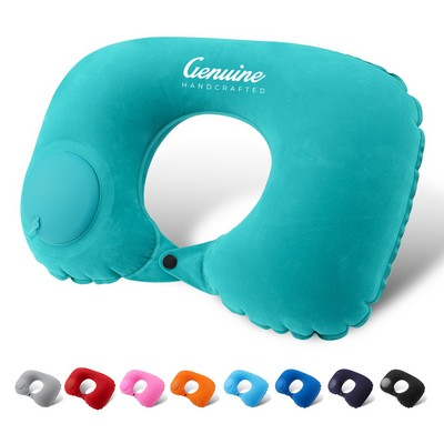 Compact Press-Inflatable U-Shaped Pillow