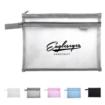 Multi-functional Nylon File Pouch with Zippered Mesh Insert
