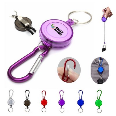 Stainless Steel Retractable Carabiner Recoil Chain Ring